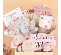 New Born Baby Girls Gift,Baby Shower Gifts for Girls,Baby Girl Gift Basket,Unique Baby Gift Essential Stuff,Gender Reveal Gifts,Rattle Swaddle Blanket Baby Girl Gifts