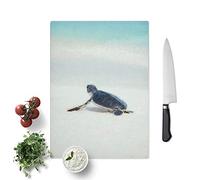 New Born Sea Turtle in Abstract Toughened Glass Chopping Board Kitchen Worktop Saver Non-Slip, 39 x 28.5 cm