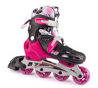 New Bounce Inline Skates for Kids - Adjustable 4 Wheel Blades Roller Skates for Girls, Teens, and Young Adults, Outdoor Rollerskates for Beginners & Advanced | Pink