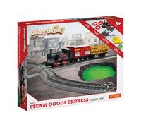Hornby R9361M Playtrains Steam Goods Express Train Set - Kids Toy Trains for Ages 5+, Remote Controlled USB Rechargeable Locomotive with 2 Wagons, Track & Infrared Controller, Children's Train Sets