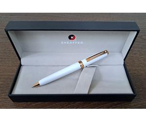 NEW BOXED SHEAFFER PRELUDE BLACK BALLPOINT BALL PEN WHITE ROSE GOLD PERFECT GIFT