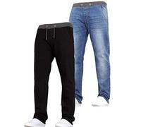 New Boys Kids Multipack Designer Branded Stretch Slim Fit Denim Elasticated Waist Jogger Pull On Jeans Pants by JEANBASE Black/Midwash 15-16 Years