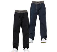 New Boys Kids Multipack Stretch Chino Designer Branded Pull-On Elasticated Waist Jogger Jeans Pants Black/Navy 9-10 Years