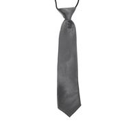 New Boys Pre-Tied Ties. Satin Plain Coloured Childrens Boys Ties. Elasticated. 22 Colours Available. Handmade. Wedding, School, Fashion (Graphite Grey, Boys Tie)