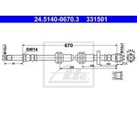 ATE Brake Hose 24.5140-0670.3 - Brake Pipe for Audi A7 Sportback, A6 C7/Avant