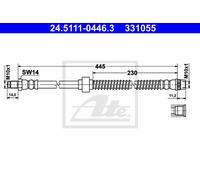 ATE Brake Hose 24.5111-0446.3 for Citroën C3, C2/Enterprise, Peugeot 1007 1.6L 4cyl