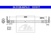 Brake Hose ATE Fits MERCEDES W169 W245 1694280035
