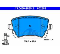 ATE Disc Brake Pad Set 13.0460-2889.2 for Audi A8 4E2/4E8 (BFL ASE BBJ BSM ASN BPK BNG)