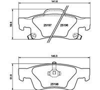 HELLA 8DB 355 040-031 Brake pad set - with acoustic wear warning - T3162 - for e.g. JEEP