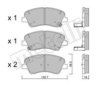 Brake pads 22-1167-0 METELLI for KIA RIO IV STONIC RIO IV Saloon