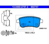 ATE Disc Brake Pad Set - Renault Grand Scenic III K9K836/K9K837 13.0460-2757.2