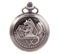 New Brand Mall Fullmetal Alchemist Merch Pocket Watch with Chain Box for Cosplay Anime Accessories, Black, M