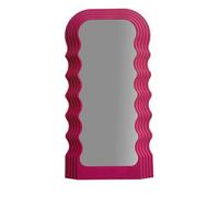 New Bright Wavy Wall Mirror - Fun Lean-To Mirror with Vibrant Pink or Green Frame, Wavy Design, Easy to Hang, Modern Decorative Accent for Bedroom, Living Room N-30 (pink)