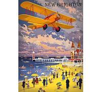 NEW BRIGHTON Wirral Train Traveling Poster - A4 Wall Art, Inspirational World Map, Vintage City, Retro Poster, Home Decor for Living Room, Office, Gift Idea for Travel Lovers