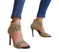 New British High Top Open Toe Boots Foreign Trade Large Slim High Heel Short Boot High Heel Shoes for Women Size 5 (Coffee, 5.5)