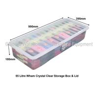 Wham Crystal Clear Long Storage Box with Lid 55L - Set of 2