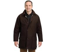 New British Quilted Padded Country Wax Cotton Rain Jacket (XL, Brown)