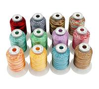 New brothread 12 Colors Variegated Polyester Machine Embroidery Thread Kit 500M (550Y) Each Spool for Brother Janome Babylock Singer Pfaff Bernina Husqvaran Embroidery and Sewing Machines-Assortment2