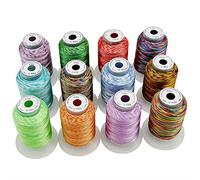 New brothread 12 Colors Variegated Polyester Machine Embroidery Thread Kit 500M (550Y) Each Spool for Brother Janome Babylock Singer Pfaff Bernina Husqvaran Embroidery and Sewing Machines-Assortment1