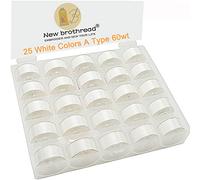 New brothread 25pcs White 70D/2 (60WT) Prewound Bobbin Thread Plastic Size A SA156 for Embroidery & Sewing Machines DIY Embroidery and Sewing Thread