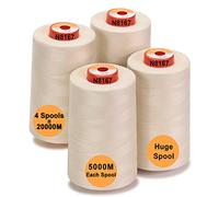 New brothread - 28 Options - 4 Large Cones of 5000M Each All Purpose Polyester Sewing Thread 40S/2 (Tex27) for Sewing, Quilting, Piecing, Serger and Overlock - Cream