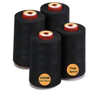New brothread - 28 Options - 4 Large Cones of 5000M Each All Purpose Polyester Sewing Thread 40S/2 (Tex27) for Sewing, Quilting, Piecing, Serger and Overlock - Black