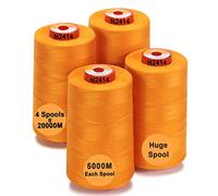 New brothread - 28 Options - 4 Large Cones of 5000M Each All Purpose Polyester Sewing Thread 40S/2 (Tex27) for Sewing, Quilting, Piecing, Serger and Overlock - Pumpkin