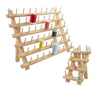New brothread 60 Spools + 12 Spools Wooden Thread Rack/Thread Holder Organizer with Hanging Hooks for Sewing, Quilting, Embroidery, Hair-braiding - Mother + Baby Thread Rack