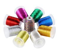 New brothread 9 Basic Colours Metallic Machine Embroidery Thread Kit 500M Each Spool for Computerized Embroidery and Decorative Sewing - Assortment 1