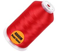 New brothread - Single Huge Spool 4000M/Each Polyester Machine Embroidery Thread 40WT for Commercial and Domestic Machines - Red