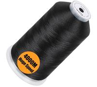 New brothread - Single Huge Spool 4000M/Each Polyester Machine Embroidery Thread 40WT for Commercial and Domestic Machines - Black