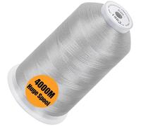 New brothread - Single Huge Spool 4000M/Each Polyester Machine Embroidery Thread 40WT for Commercial and Domestic Machines - Christmas Silver