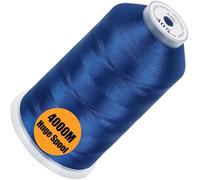 New brothread - Single Huge Spool 4000M/Each Polyester Machine Embroidery Thread 40WT for Commercial and Domestic Machines - Blue