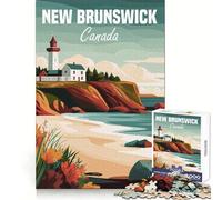 New Brunswick Lighthouse Poster Jigsaw Puzzle for Adults 1000 Pieces Mind Play Relaxing Fun Clean Edge Art Collection Piece (50x75cm)