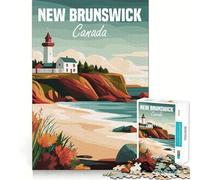 New Brunswick Lighthouse Poster Jigsaw Puzzle for Adults 1000 Pieces Mind Play Relaxing Fun Clean Edge Art Collection Piece (50x75cm)