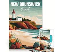 New Brunswick Lighthouse Poster Jigsaw Puzzle for Teenagers 1000 Pieces Solid Logic Toy Relaxing Fun Precision Cut Heartfelt Gift (38x52cm)