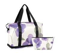 New Brunswick Purple Violet Beauty Flower Large Carry On Bag with Wet Pocket Adjustable Strap Sports Duffel Bags for Sports Foldable for Men Women