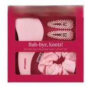 New Buh-Bye Knots Gift Set Including 1 x Detangler Brush, 1 x Scrunchie & 2 x Clips Say Goodbye to Painful Knots and Tangles and Take Control of Your Hairstyling - Rasberry