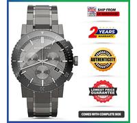 New BURBERRY BU9381 Stainless Steel Grey Strap Dial Chronograph Mens Watch 42mm