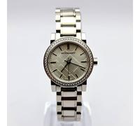 NEW BURBERRY THE CITY BU9220 SILVER TONE CRYSTALS WOMEN'S WATCH