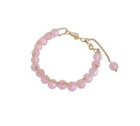 New Butterfly Natural Stone Beaded Bracelet Temperament Personalized Beaded Bracelet Versatile Light And High End Handicraft Heart Handbag Light (Pink, One Size)