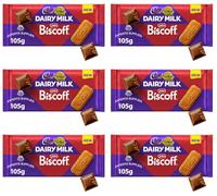 New Cad Dairy Milk Biscoff Chocolate Bar 105g Pack of 6, The Classic Creamy Taste with Caramelised Biscuit Pieces, Perfect for Gifting & Sharing