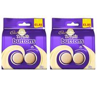 New Cad Dairy Milk Chocolate Buttons, Orange, Oreo Bites, Curly Wurly, Wispa Bitsa, Caramel Nibbles Bag £1.85 PMP 85g Perfect for Christmas & New Year 2025 (x2, White Buttons Bag)