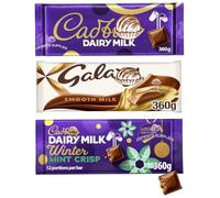 New Cad Dairy Milk, Winter Mint Crisp & NewGalaxy Chocolate XL Block 360g, Pack of 3, Perfect for Sharing and Gifting For Christmas & New Year