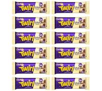 New Cad Twirl Xtra Duo Chocolate Bar 54g & Twirl White Dipped Chocolate Bar 43g - 2 Milk Chocolate Fingers. For Kids - Stocking Fillers Suitable Of Vegetarian (x12, Twirl White Dipped Bar)