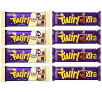 New Cad Twirl Xtra Duo Chocolate Bar 54g & Twirl White Dipped Chocolate Bar 43g - 2 Milk Chocolate Fingers. For Kids - Stocking Fillers Suitable Of Vegetarian (x8, Mixed Twirl Xtra+ White Dipped)