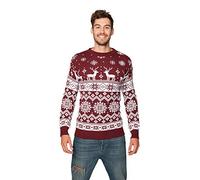 New Camp Ltd New Unisex Mens Womens Jumper Christmas Xmas Novelty Retro Fairisle Santa Party Sweater Jumpers Nordic Wine Exclusively to Sizes - S/M/L/XL/2XL/3XL/4XL