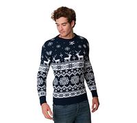 New Camp Ltd New Unisex Mens Womens Jumper Christmas Xmas Novelty Retro Fairisle Santa Party Sweater Jumpers Nordic Navy Exclusively to Sizes - S/M/L/XL/2XL/3XL/4XL