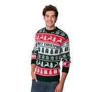 New Camp Ltd New Unisex Womens Mens Jumper Christmas Xmas Novelty Retro Fairisle Santa Party Sweater Jumpers Merry Xmas Fairisle Exclusively To Sizes - S/M/L/XL/2XL/3XL/4XL
