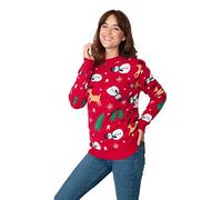 New Camp Ltd Womens Unisex Mens Jumper Christmas Xmas 2018 Novelty Fairisle Santa Party Sweater Jumper RED Snowman Exclusively to Sizes - S/M/L/XL/2XL/3XL/4XL